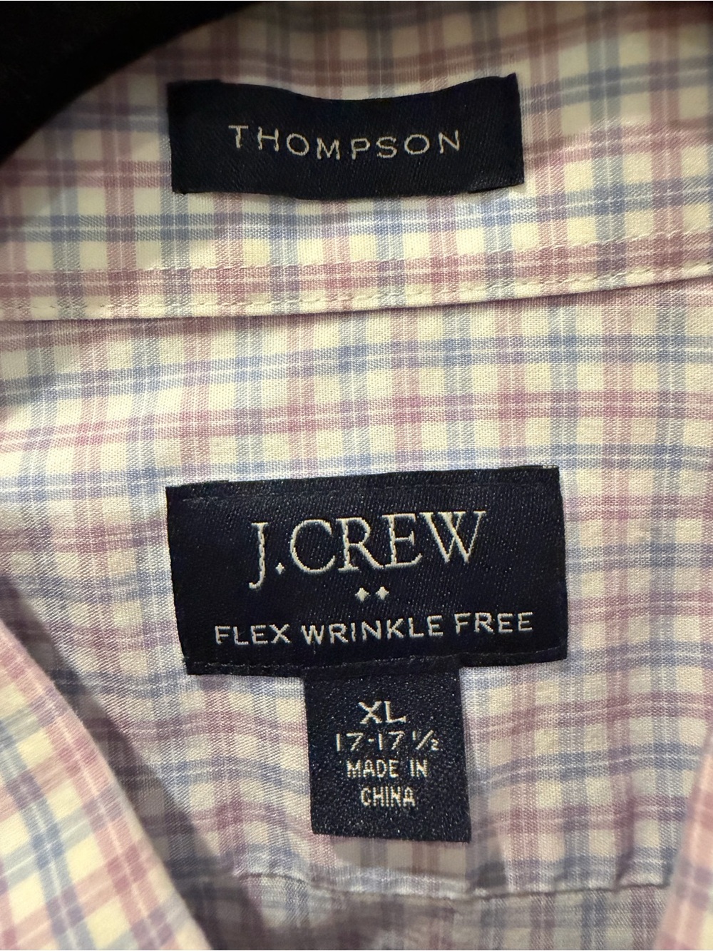 J. Crew Thompson Men’s XL 17-17 1/2 Pink and Light Blue Plaid Dress Shirt